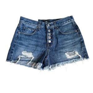 7 For All Mankind Monroe Cut Off Shorts 26 NWT High Rise Distressed Button Fly